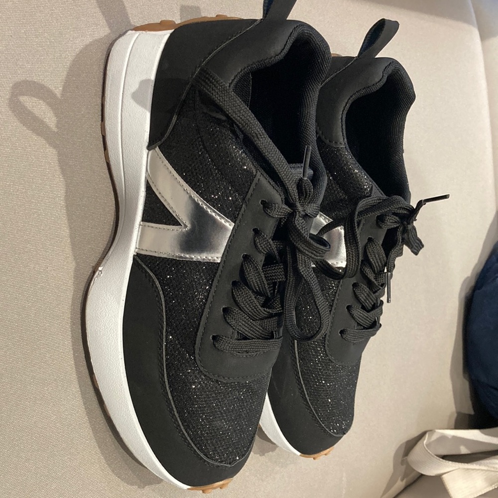 Chunky black and white sneakers